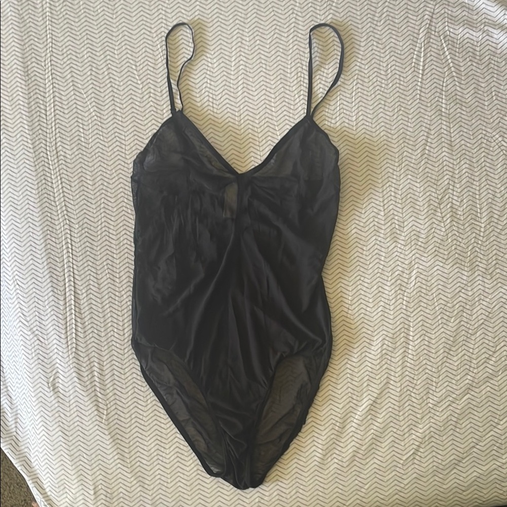 American Apparel Sheer Black Bodysuit